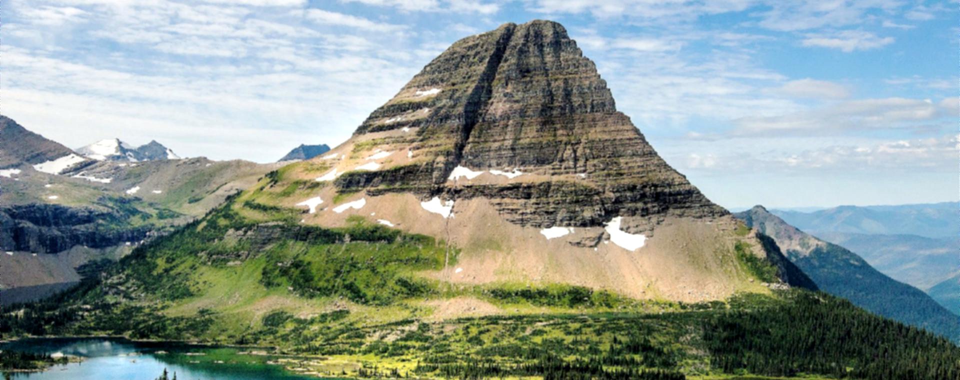Mountain above a glacial lake